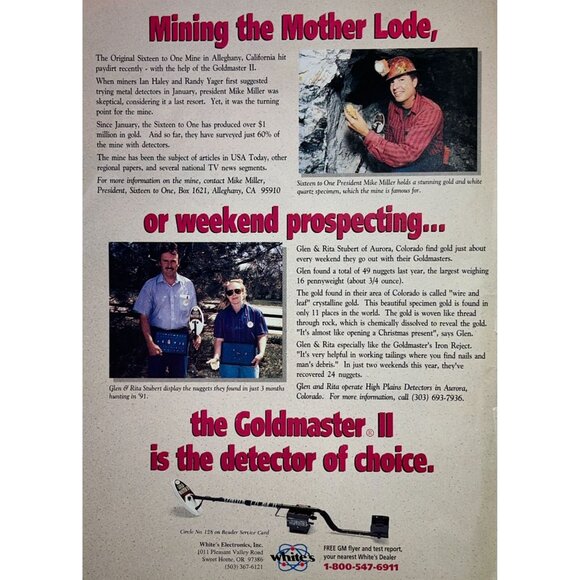 Goldmaster II Metal Detector Print Ad Vintage 90s Gold Mining Whites Electronics - Picture 6 of 6